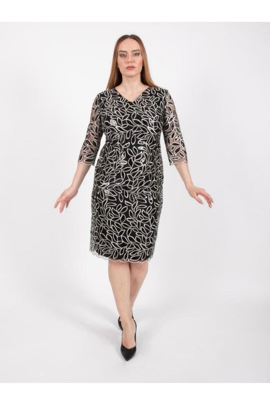فستان سهرة نسائي من إيزي بنقشة أوراق الشجر 25YEZ4296