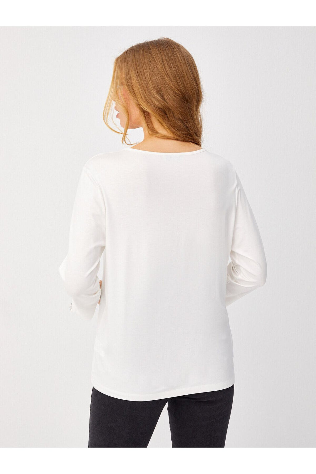 Faik Sönmez Kadın Minimalist Oversize V Yaka 3/4 Kol Bluz