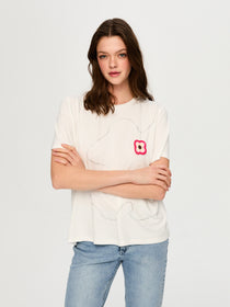 Faik Sönmez Kadın Büyük Beden Örme T-Shirt Normal Boy Kesim