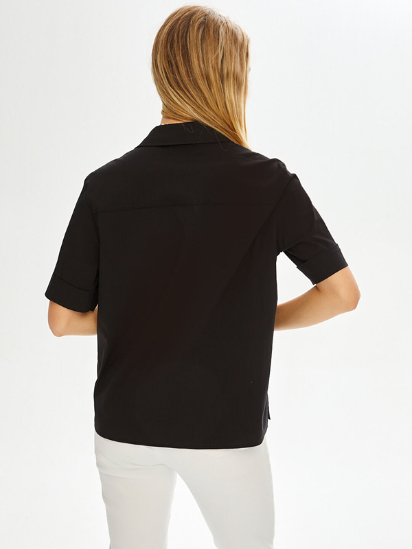 Faik Sönmez Kadın Kısa Kollu Stretch Poplin Gömlek U68358