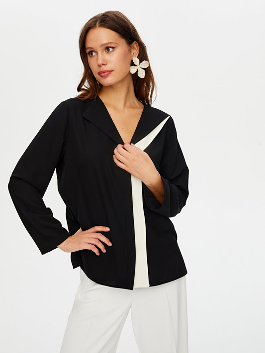 قميص Faik Sönmez نسائي برقبة دائرية وكتلة الألوان UW26GML013