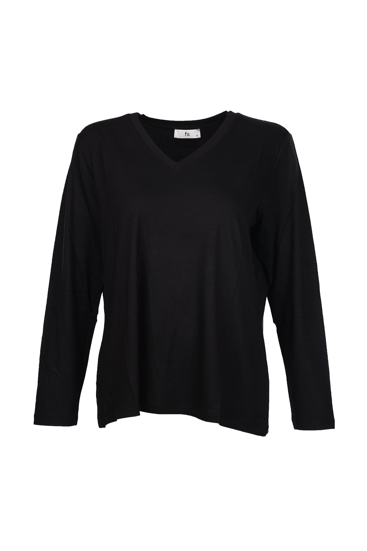 Faik Sönmez Kadın Oversize V Yaka Uzun Kol Minimalist T-Shirt