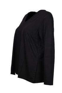 Faik Sönmez Kadın Oversize V Yaka Uzun Kol Minimalist T-Shirt