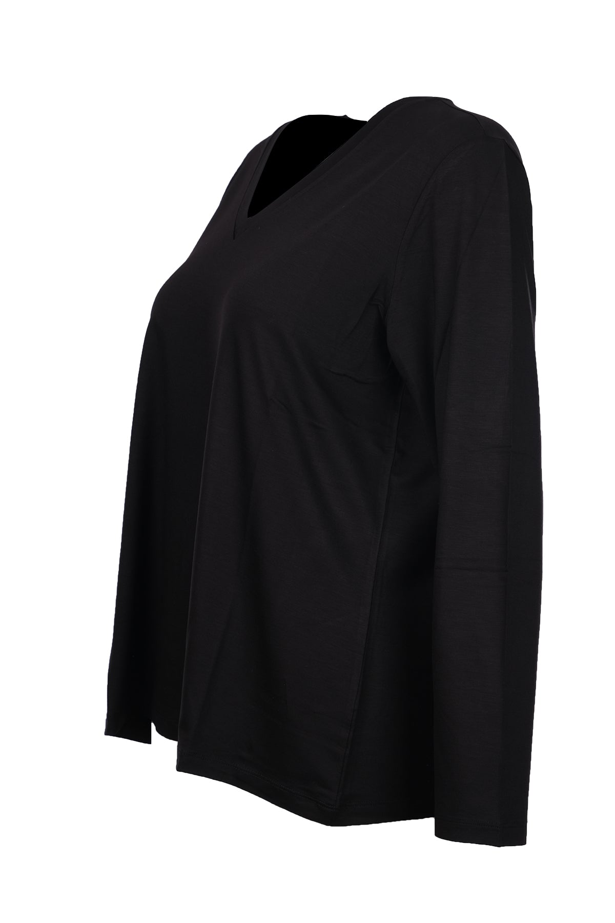 Faik Sönmez Kadın Oversize V Yaka Uzun Kol Minimalist T-Shirt