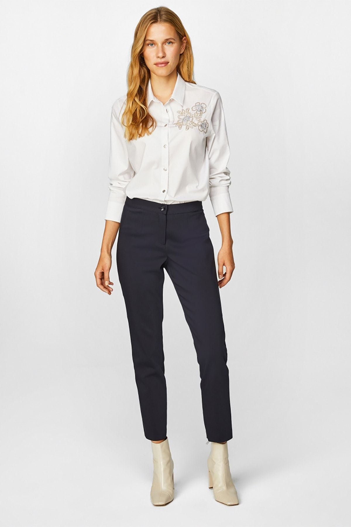 Faik Sönmez Minimalist Slim Fit Midi Kadın Pantolon - Günlük & İş Translation missing: ar.content.product_image_main