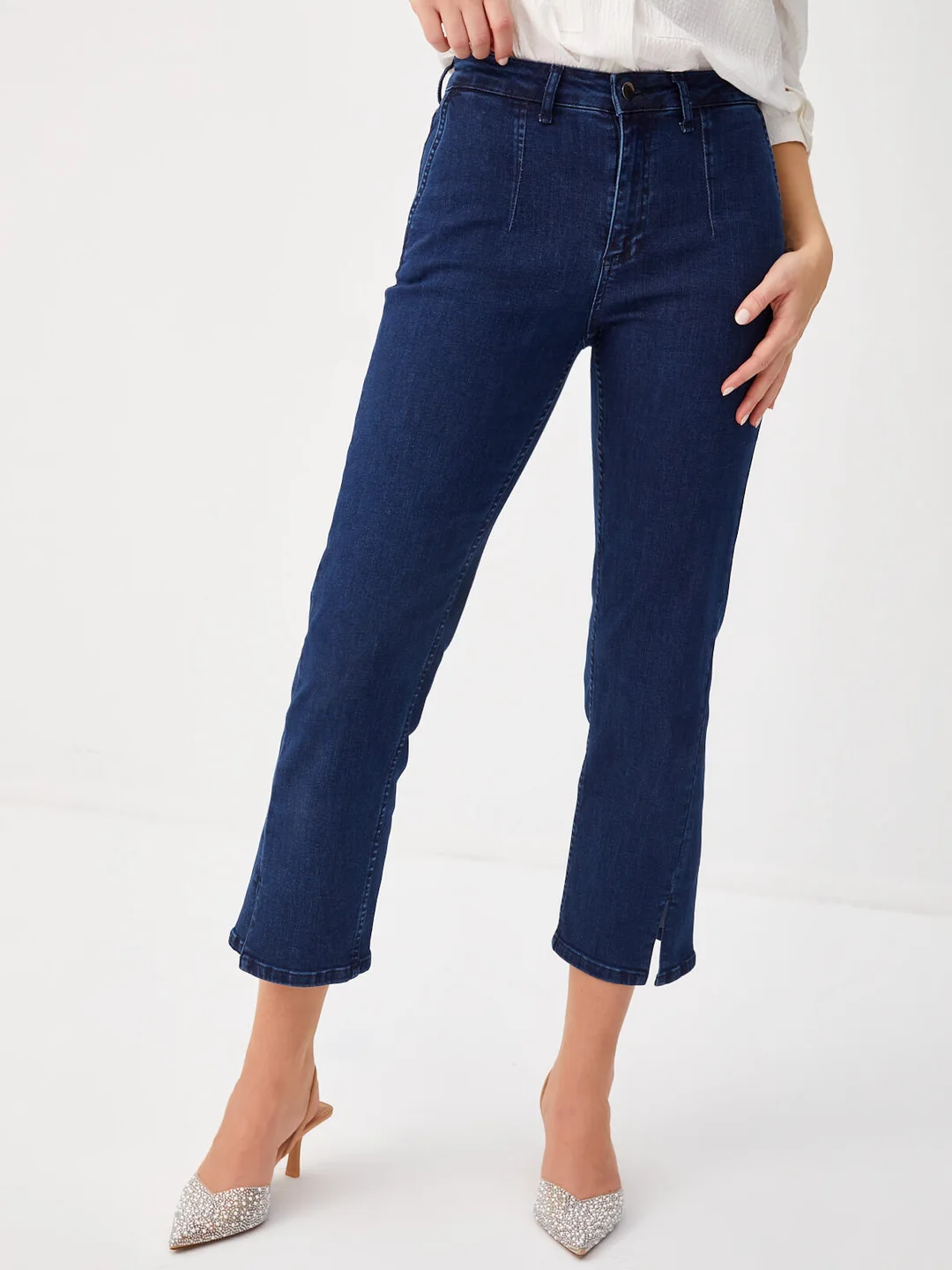 Faik Sönmez Minimalist Midi Kot Pantolon - Yüksek Bel - Günlük Şık Translation missing: ar.content.product_image_secondary