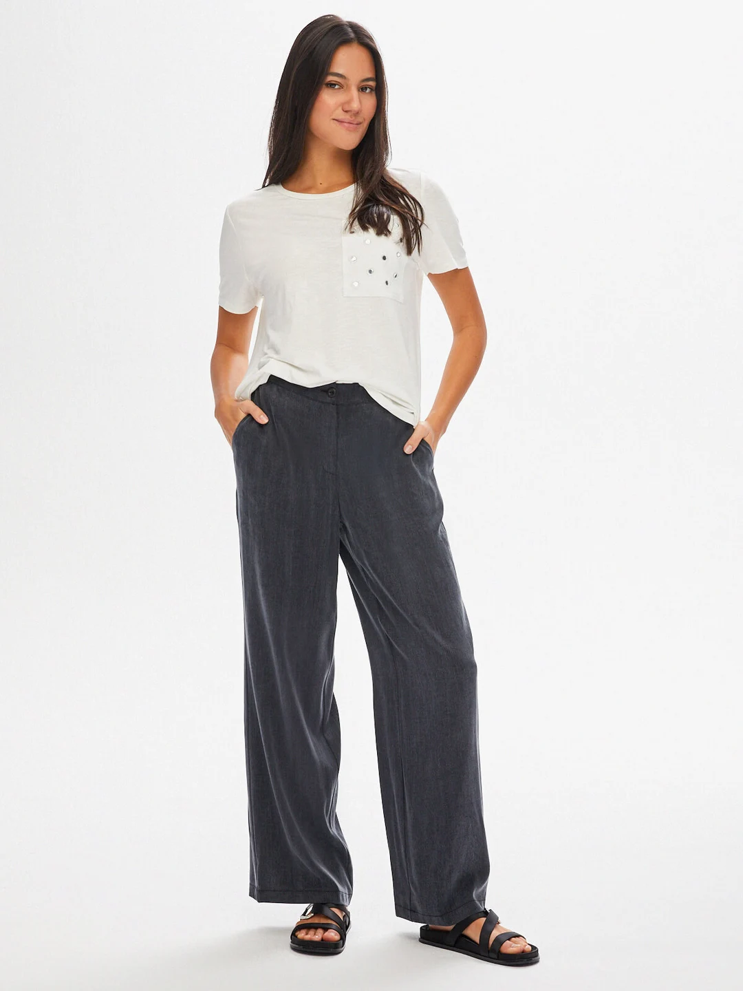 Faik Sönmez Minimalist Oversized Midi Kadın Pantolon - Günlük Kullanım Translation missing: ar.content.product_image_main