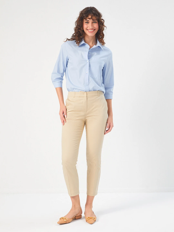Faik Sönmez Minimalist Crop Kadın Pantolon - Yüksek Bel - Modern