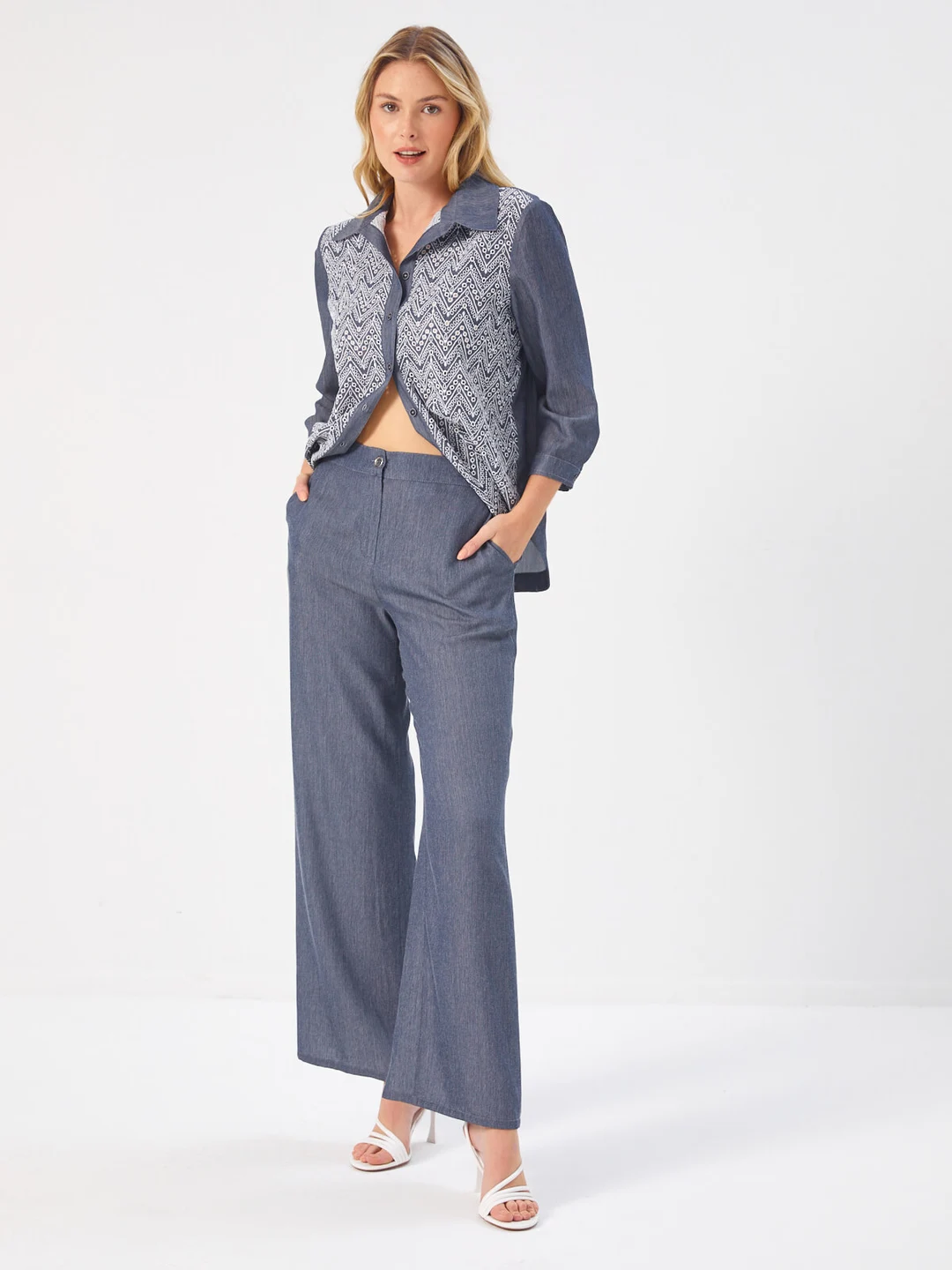 Faik Sönmez Minimalist Yüksek Bel Wide Leg Kadın Pantolon - Günlük Kullanım Translation missing: ar.content.product_image_secondary
