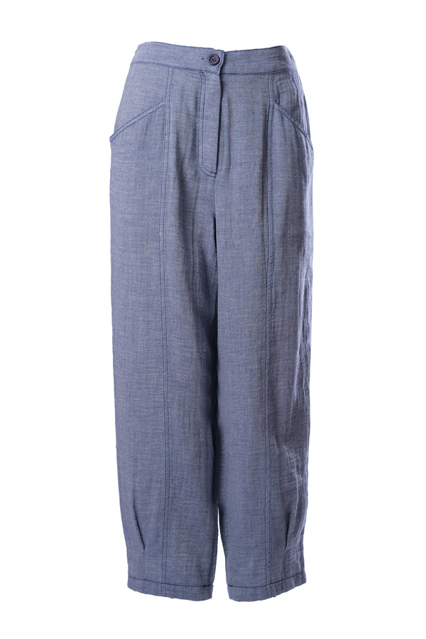 Faik Sönmez Oversize Keten Kadın Pantolon - Midi Boy, Minimalist