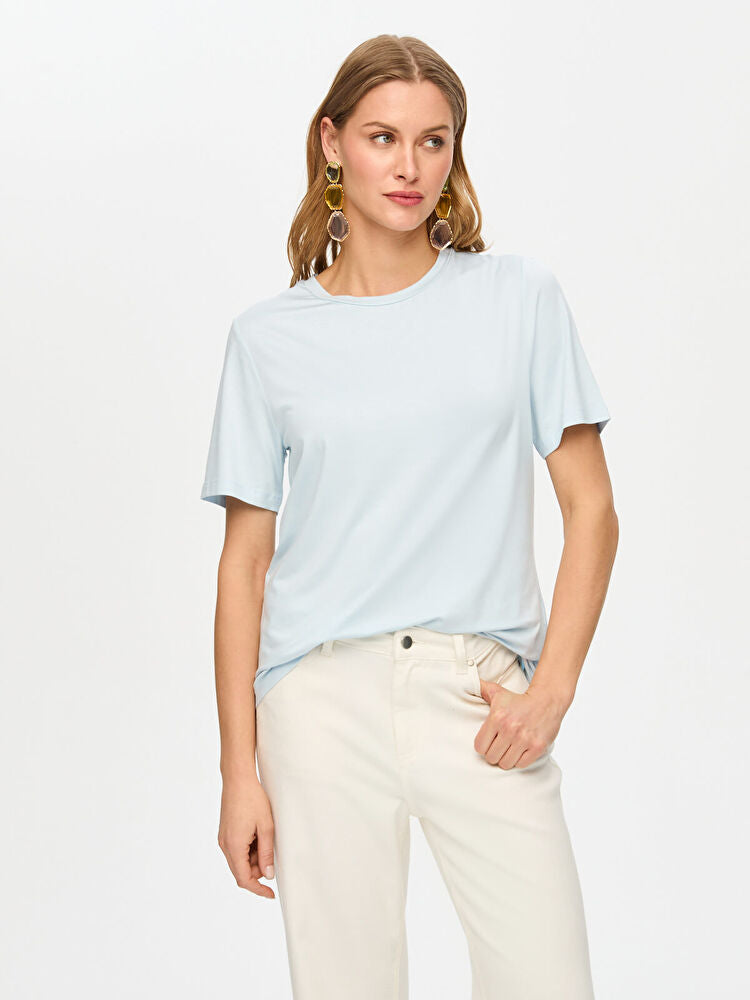 Faik Sönmez Kadın Regular Fit Bisiklet Yaka Kısa Kollu Örme T-Shirt