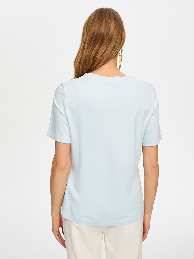 Faik Sönmez Kadın Regular Fit Bisiklet Yaka Kısa Kollu Örme T-Shirt