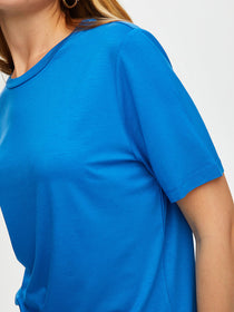 Faik Sönmez Kadın Regular Fit Yuvarlak Yaka Kısa Kollu Viskon Dokuma T-Shirt