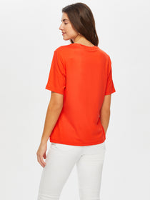 Faik Sönmez Kadın Regular Fit Yuvarlak Yaka Kısa Kollu Viskon Dokuma T-Shirt