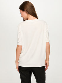 Faik Sönmez Kadın Bisiklet Yaka Regular Kesim Taş Detaylı Örme T-Shirt