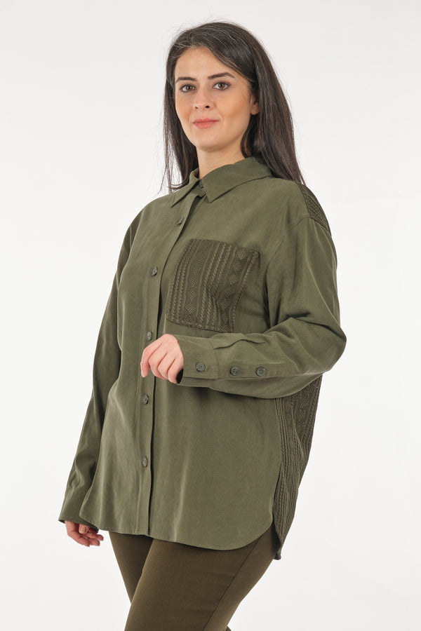 Faik Sönmez Oversize Uzun Kol Gömlek Yaka Kadın Tunik - Minimalist Tasarım