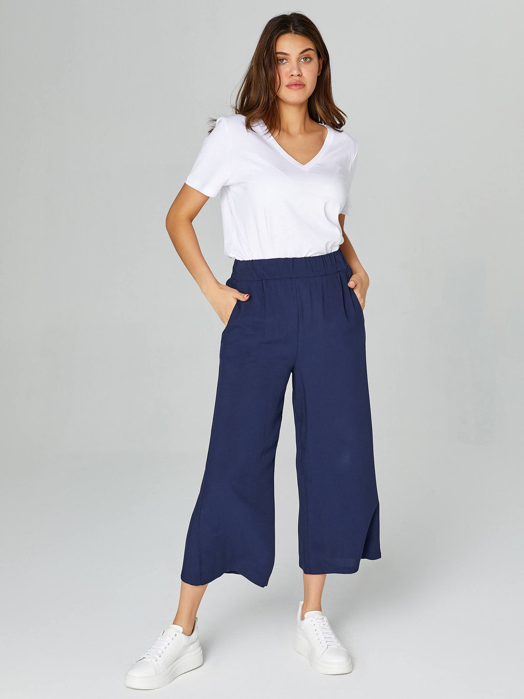 Faik Sönmez Kadın Wide Leg Viskon Kapri 25YB00080