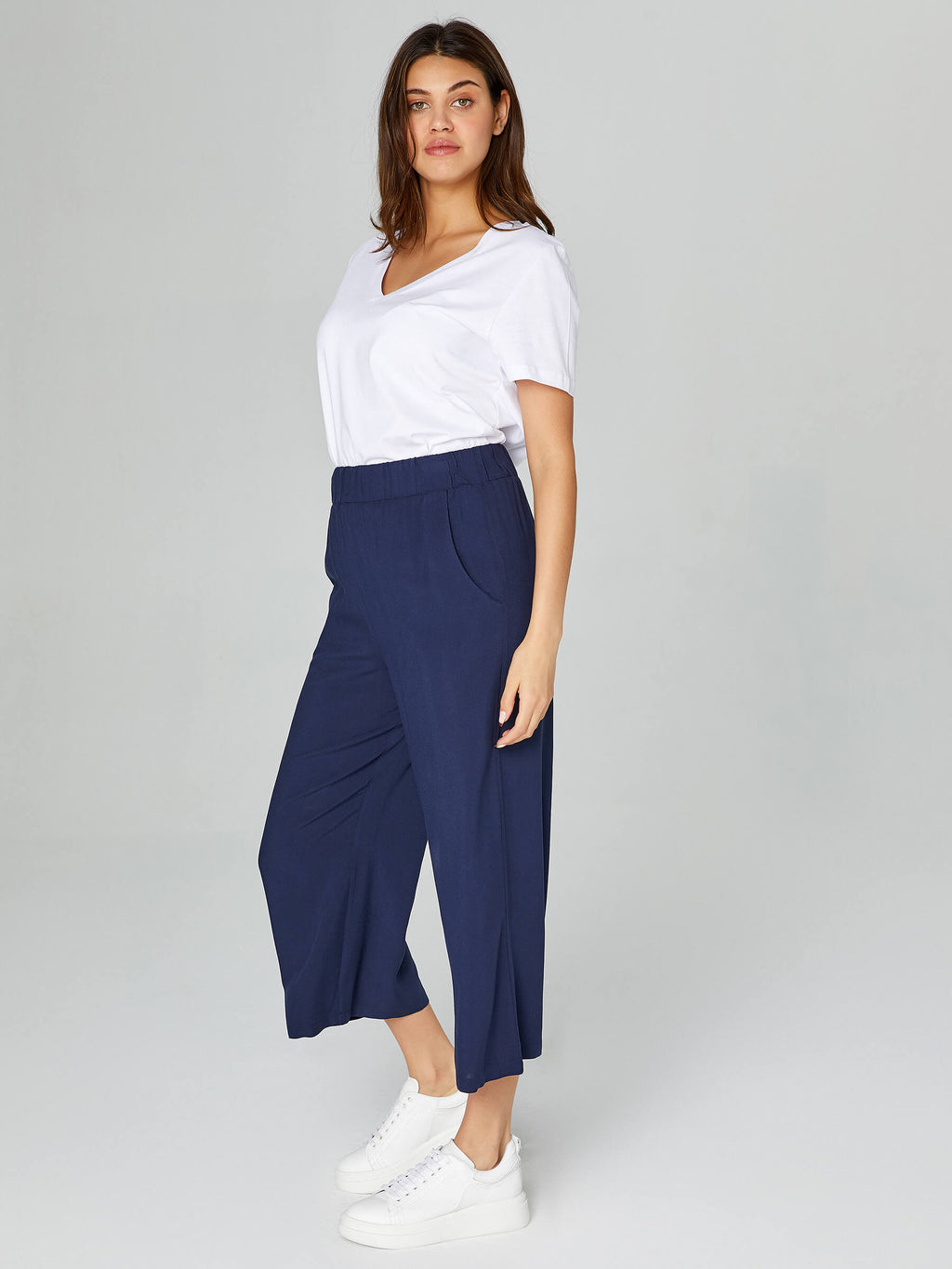 Faik Sönmez Kadın Wide Leg Viskon Kapri 25YB00080