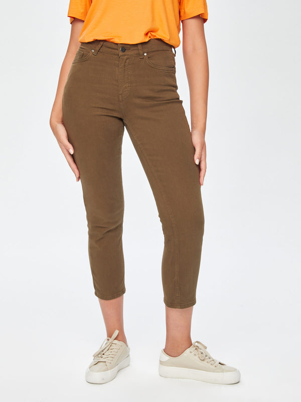 Faik Sönmez Minimalist Crop Kadın Pantolon - Yüksek Bel Midi Boy
