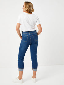 Faik Sönmez Kadın Büyük Beden Yüksek Bel Midi Boru Paça Jean Pantolon Denim