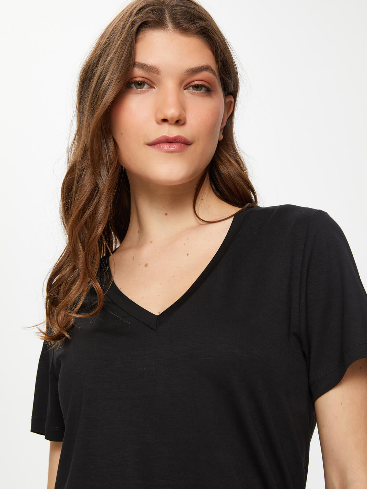 Faik Sönmez Minimalist Oversize V Yaka Kadın T-Shirt - Kısa Kol