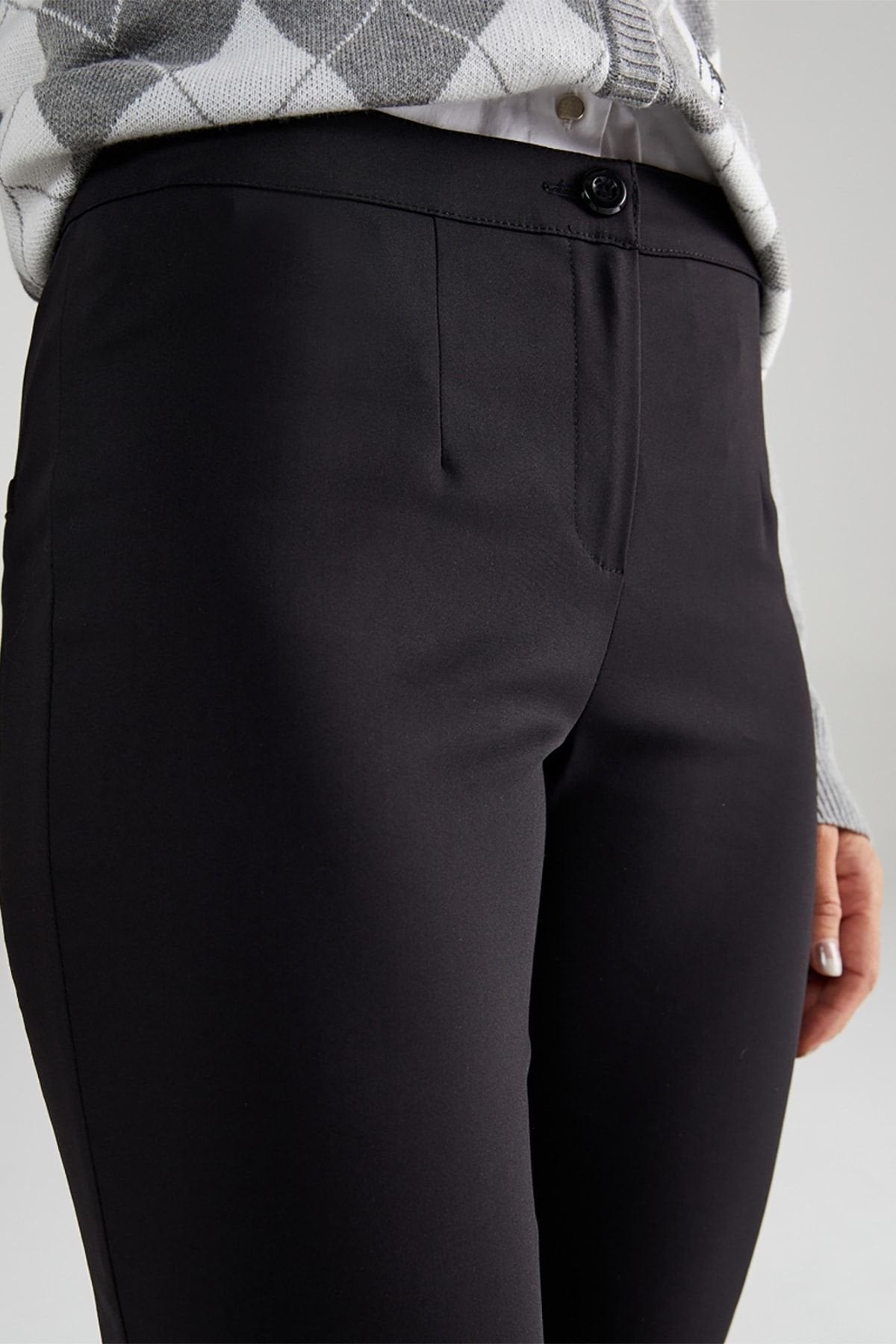 Faik Sönmez Kadın Slim Fit Normal Bel Dokuma Pamuklu Dar Paça Pantolon