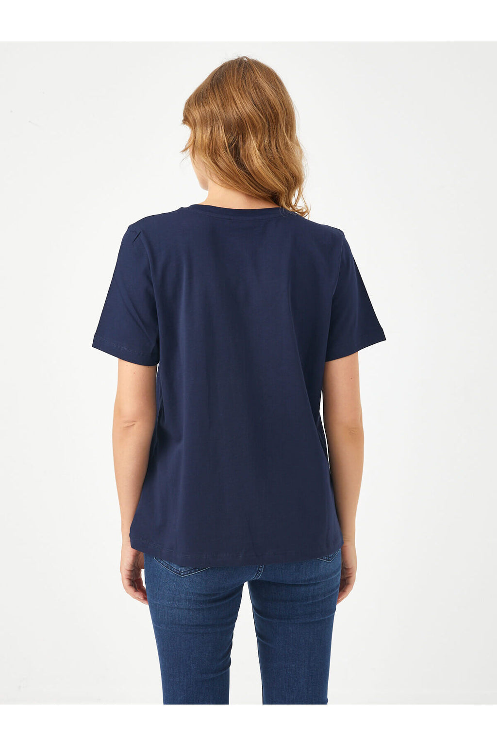 Faik Sönmez Minimalist V Yaka Kısa Kol Kadın T-Shirt - Günlük Şıklık