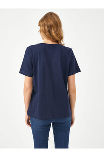Faik Sönmez Minimalist V Yaka Kısa Kol Kadın T-Shirt - Günlük Şıklık