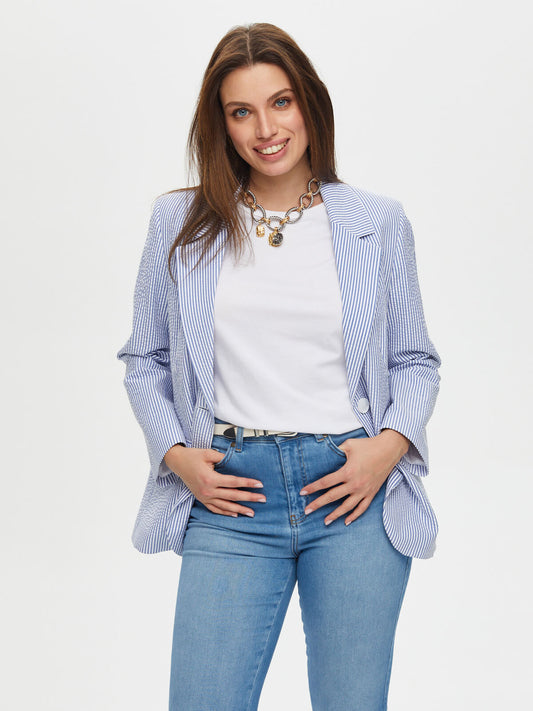 سترة نسائية مخططة كبيرة الحجم Faik Sönmez - طراز بسيط