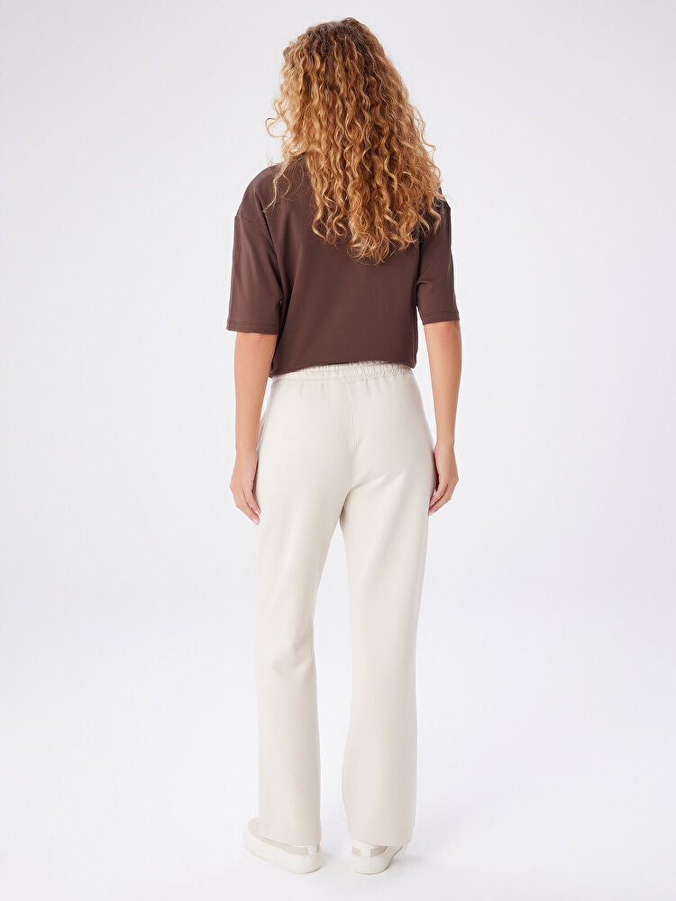Faik Sönmez Relax Önü Dikiş Detaylı Wide Leg Fit Örme Pantolon