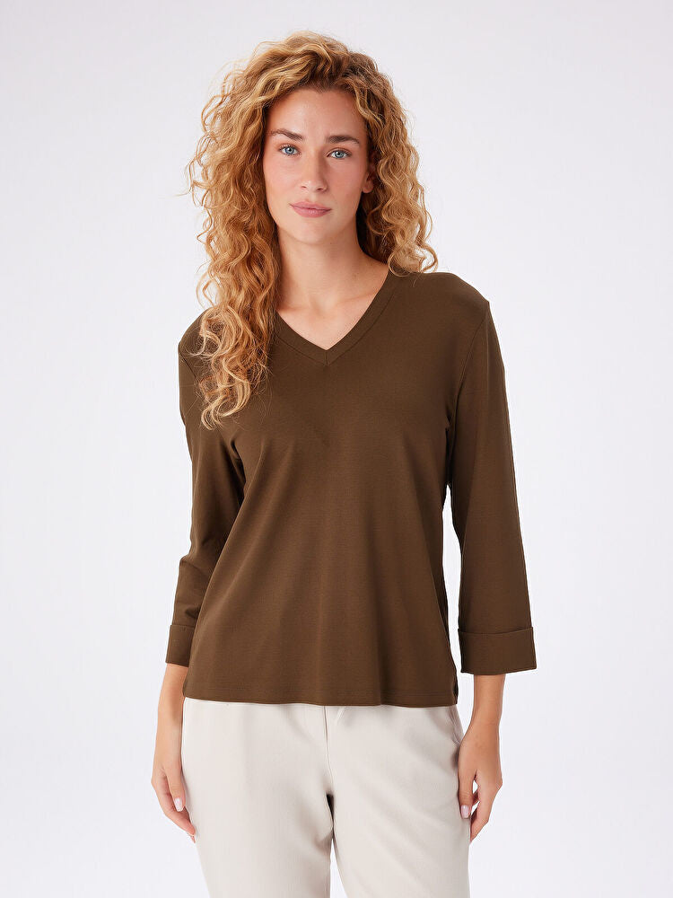 Faik Sönmez V Yaka Truvakar Kol T-Shirt Ana görsel