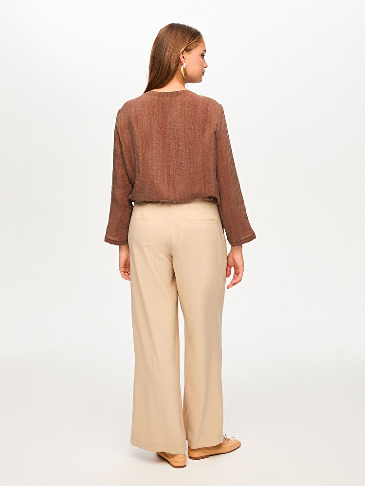 Faik Sönmez Wide Leg Fit Modallı Beli Lastikli Pantolon US26PNT029