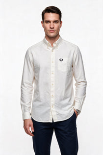 Fred Perry Erkek Standart Kalıp Düğmeli Yaka Uzun Kollu Tek Cepli Pamuklu Gömlek M5516-100