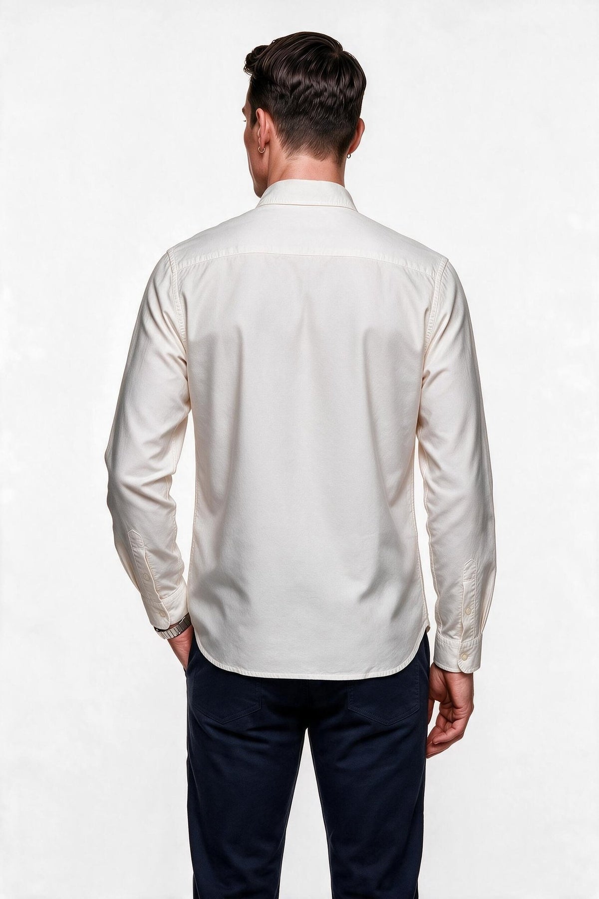 Fred Perry Erkek Standart Kalıp Düğmeli Yaka Uzun Kollu Tek Cepli Pamuklu Gömlek M5516-100