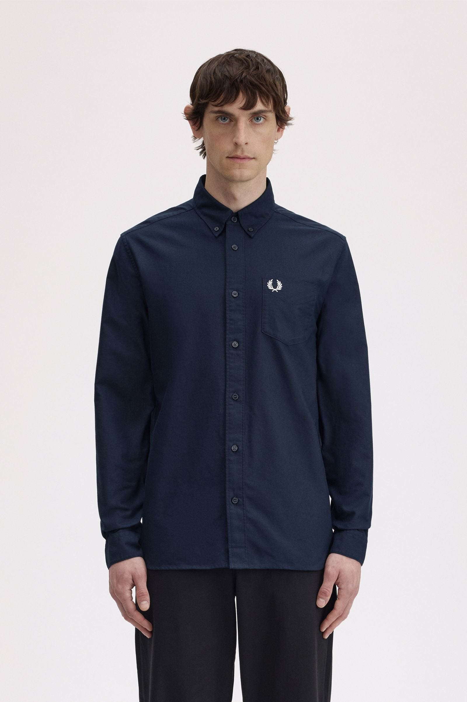 Fred Perry Erkek Düğmeli Yaka Uzun Kollu Pamuklu Gömlek Yama Cepli İkincil görsel