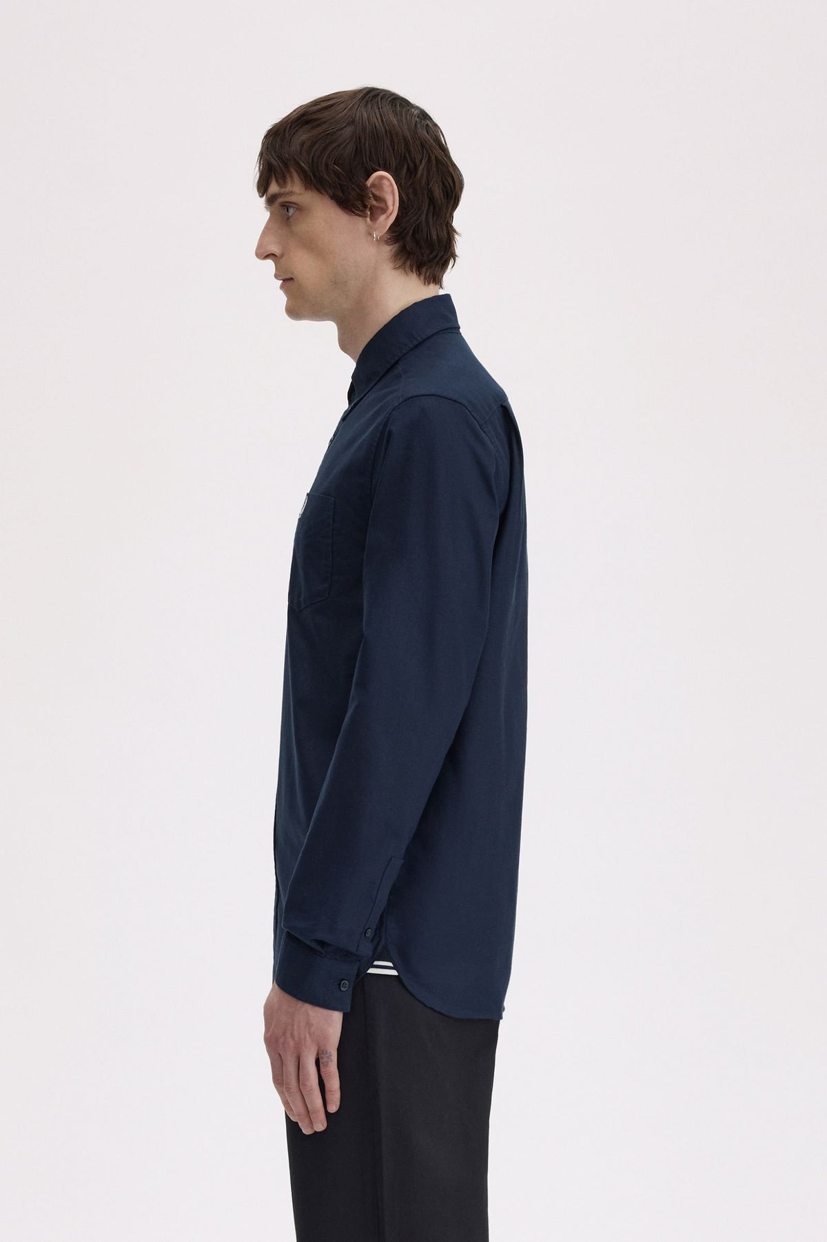 Fred Perry Erkek Düğmeli Yaka Uzun Kollu Pamuklu Gömlek Yama Cepli