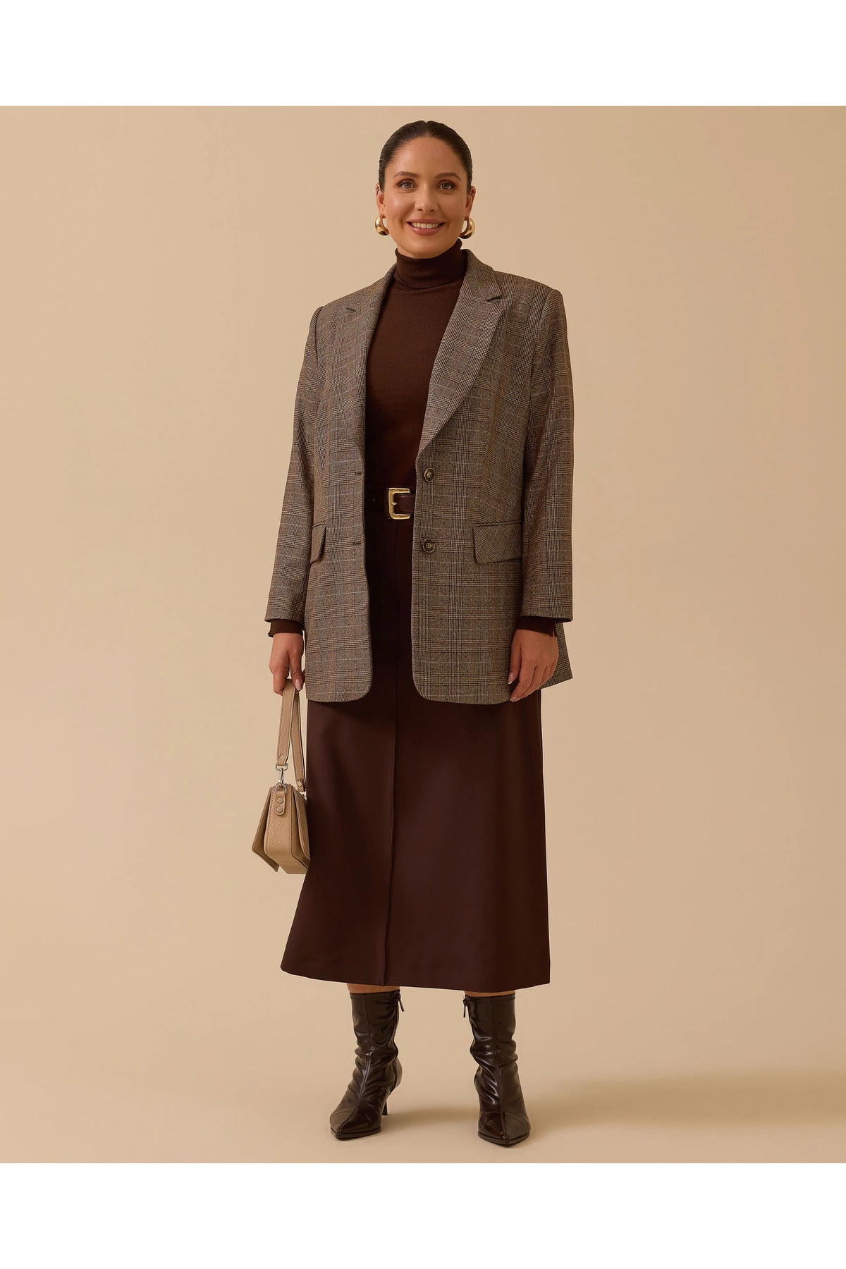 Gala-xi büyük beden ekose desenli blazer ceket Translation missing: ar.content.product_image_main