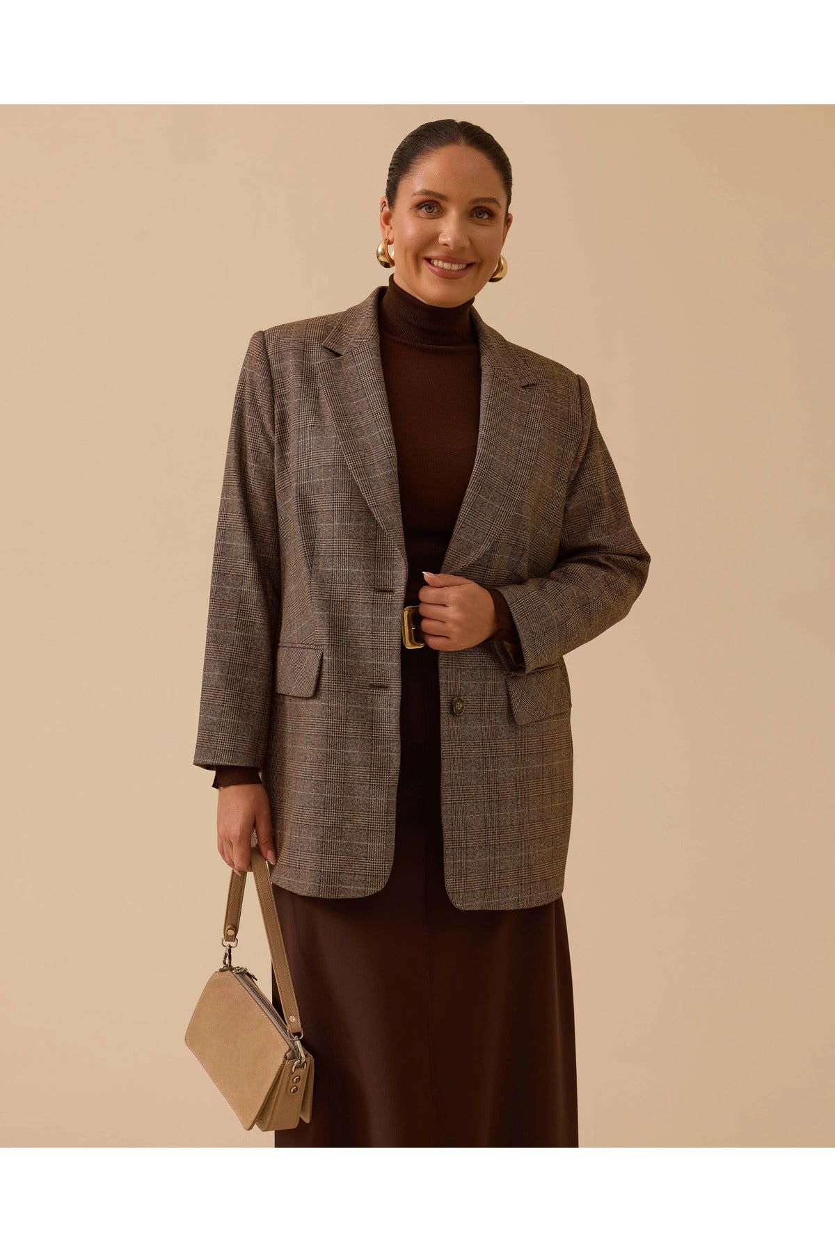 Gala-xi büyük beden ekose desenli blazer ceket Translation missing: ar.content.product_image_secondary