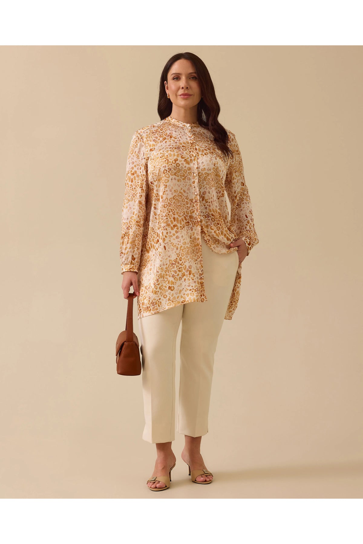 Gala-xi Kadın Büyük Beden Hakim Yaka Leopar Desenli Düğmeli Tunik 10002511214011 Translation missing: ar.content.product_image_secondary