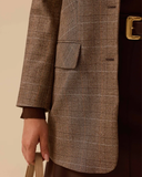 Gala-xi büyük beden ekose desenli blazer ceket