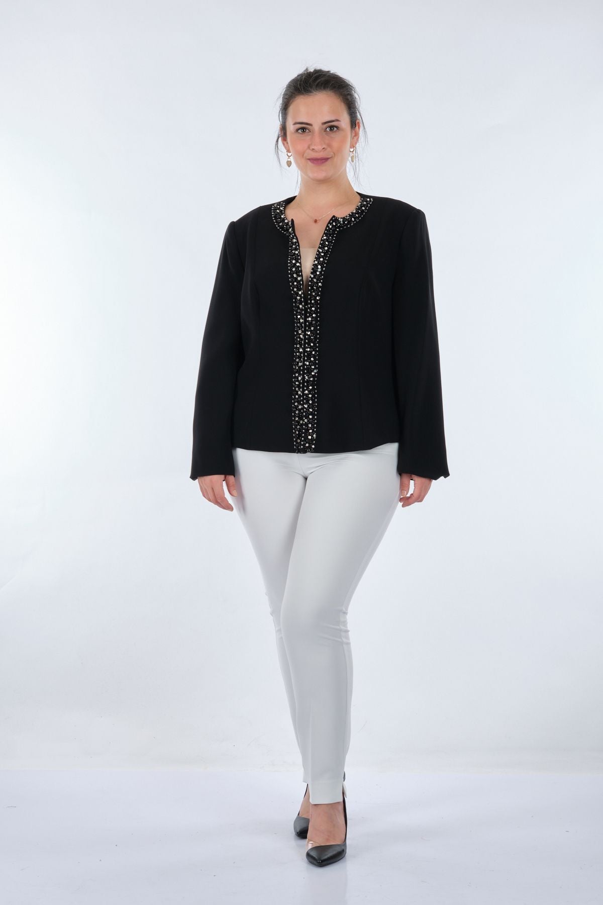 Gala-xi Oversize Minimalist Kadın Ceket - Uzun Kol, Yuvarlak Yaka Translation missing: ar.content.product_image_main
