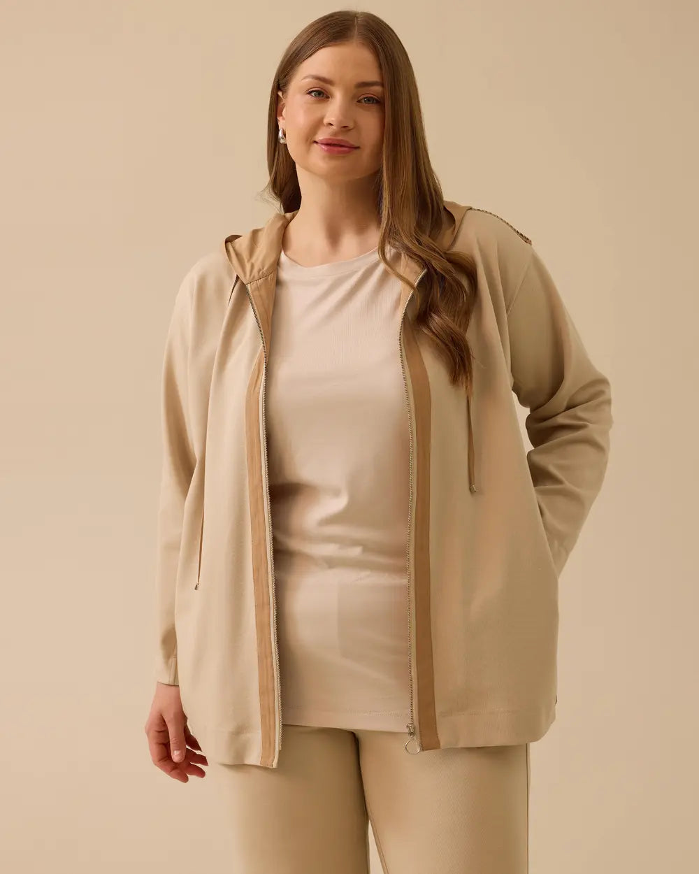 Gala-xi Kadın Oversize Kapüşonlu Minimalist Ceket - Günlük Kullanım