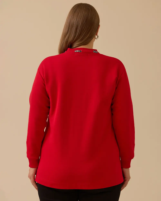 سويت شيرت بياقة وشاح بمقاسات كبيرة 10002522314010