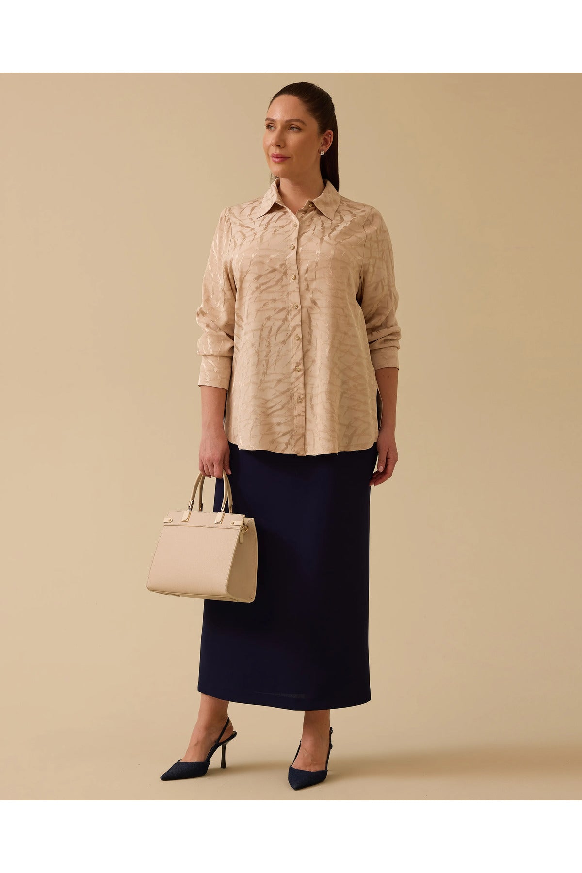 Gala-xi Oversize Uzun Kol Minimalist Kadın Gömlek - Günlük Translation missing: ar.content.product_image_main