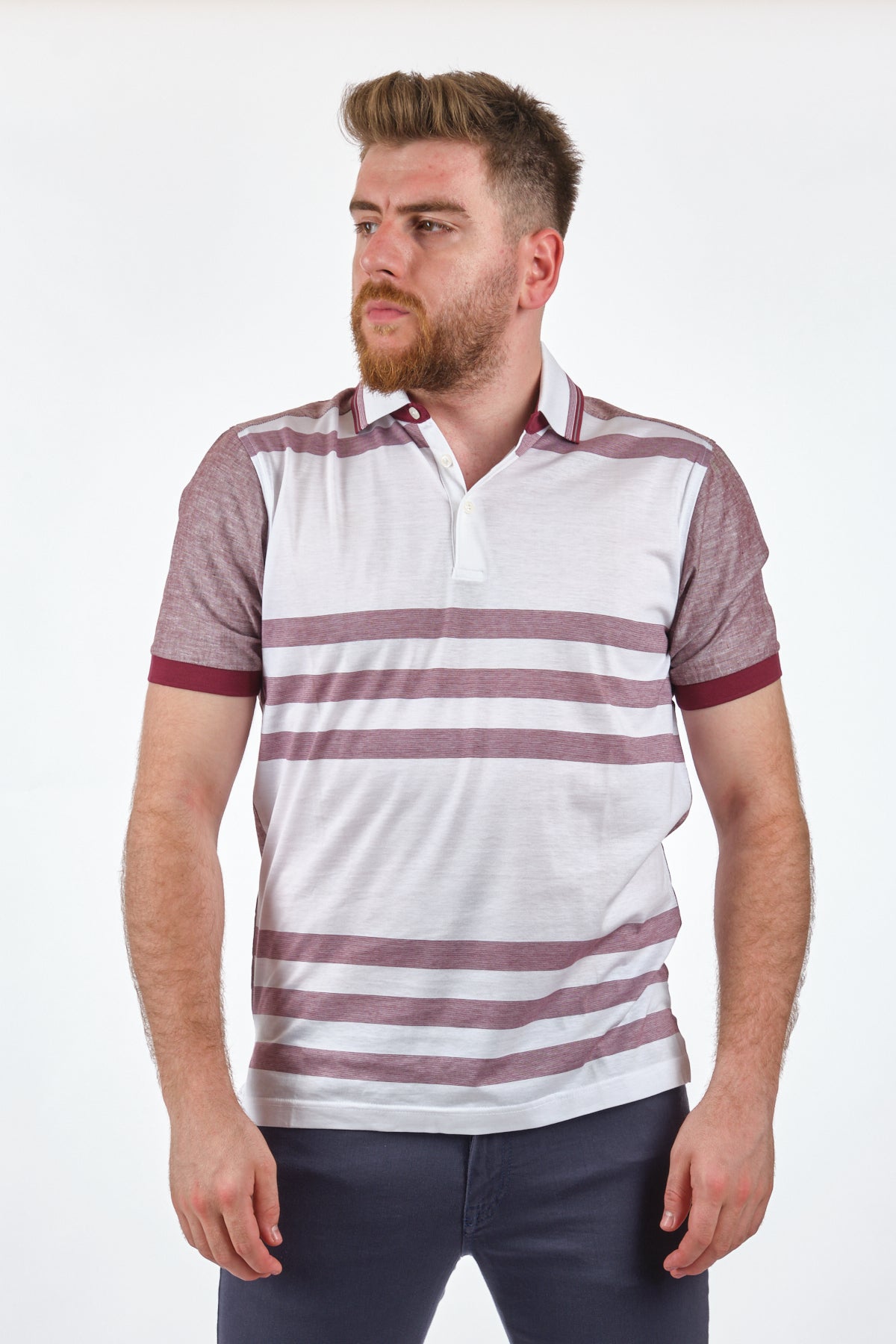 Gallus Erkek Polo Yaka Çizgili T-Shirt - Kısa Kol Regular Fit Translation missing: ar.content.product_image_main