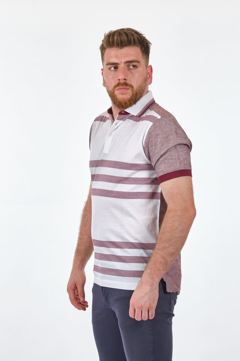 Gallus Erkek Polo Yaka Çizgili T-Shirt - Kısa Kol Regular Fit