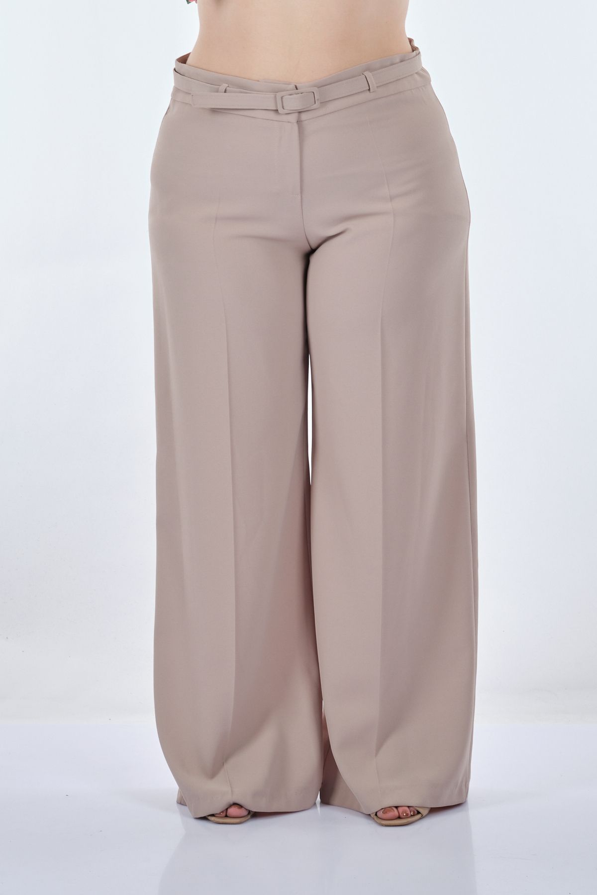 Garni Oversize Bol Paça Kadın Pantolon - Yüksek Bel, Rahat Ana görsel