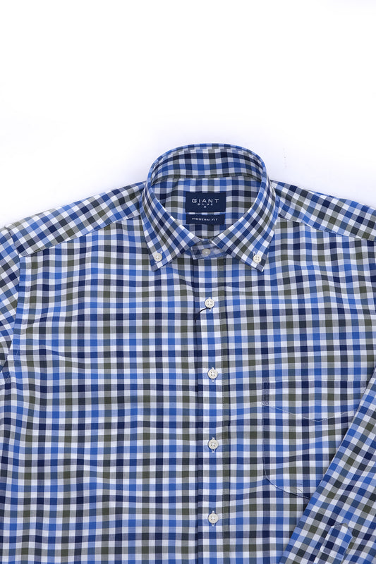 Giant Modern Fit Uzun Kol Kareli Erkek Gömleği - Günlük & İş