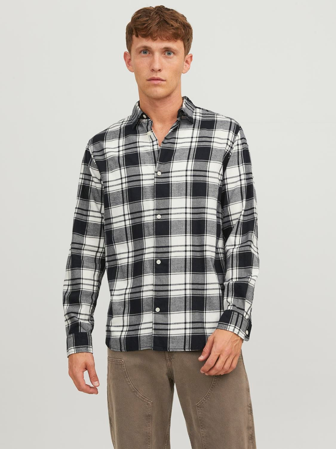 Jack&Jones Erkek Uzun Kol Kareli Minimalist Gömlek - Günlük Stil Ana görsel