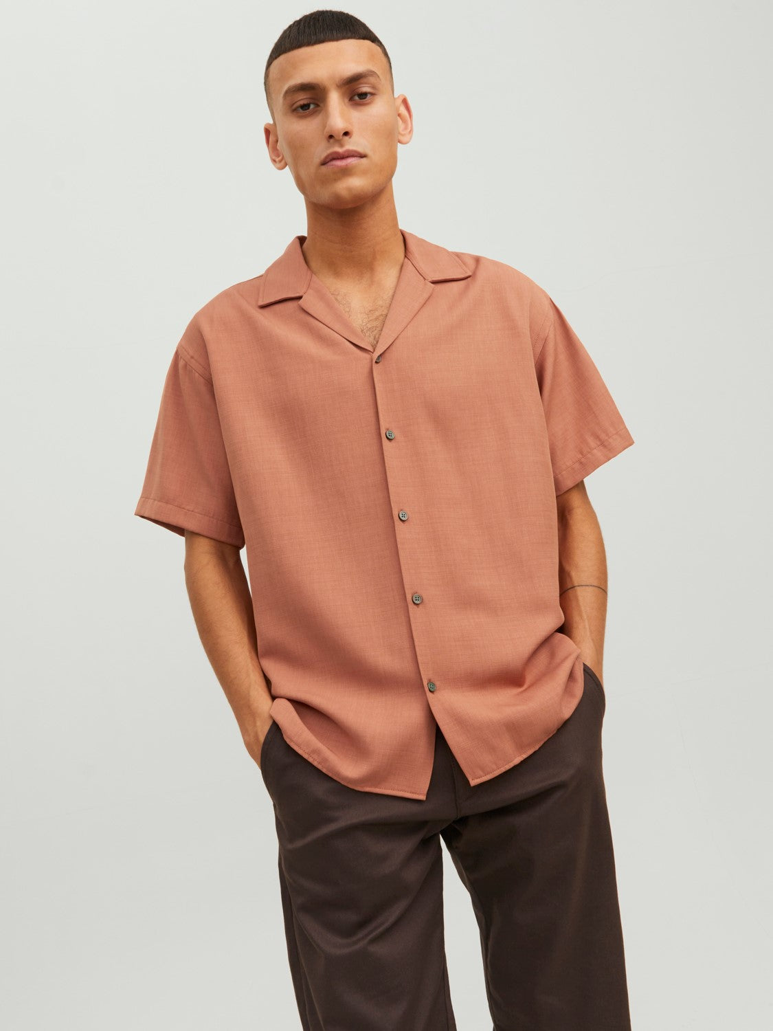Jack&Jones Oversize Minimalist Kısa Kol Erkek Gömleği